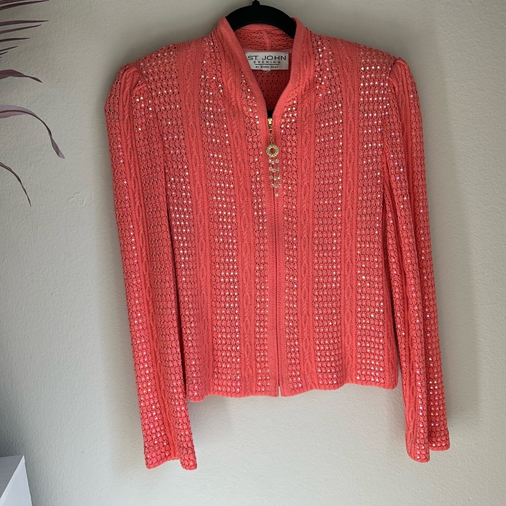 Authentic Spring 2003 St.John Evening jacket with gold jeweled zipper and sequin